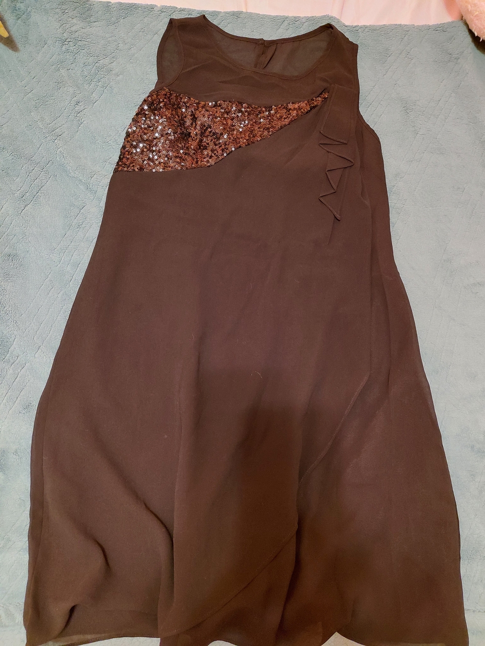 Brown Sequin Accent A-Line Skirt